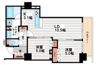 ブランズタワー・ウェリス心斎橋SOUTH【6階】の間取り
