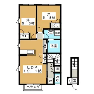 グランシャリオD棟【2階】の間取り