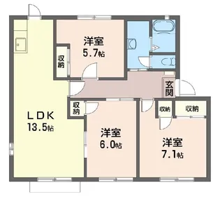 リブウェル六高D棟 102号室【1階】の間取り