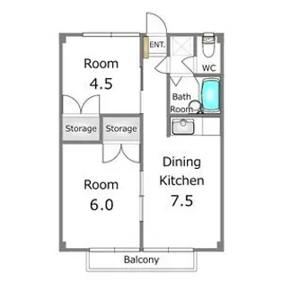 コーポサンシャインII【1階】の間取り