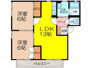 フレグランスふくち【2階】の間取り