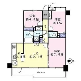 ボヌール八王子【5階】の間取り