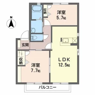 ヴェルドミールB【2階】の間取り