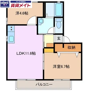 ハイマート本城 C【1階】の間取り