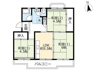 UR泉南尾崎【5階】の間取り