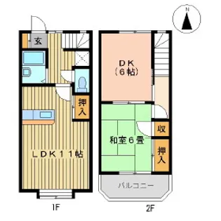 福島県郡山市富久山町福原字宝田【アパート】の間取り