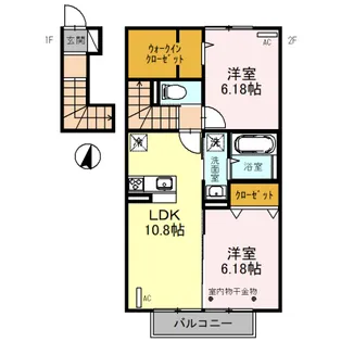 フルール・ドゥ・コルザ【2階】の間取り