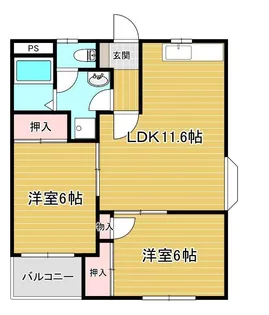 2LDKの間取り画像