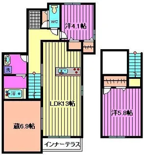 アイビスコートII【1階】の間取り