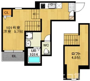 宮城県仙台市若林区裏柴田町【アパート】の間取り