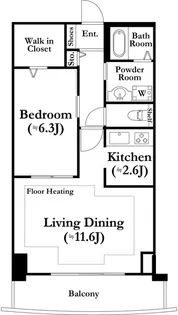河田町ガーデン1号棟【13階】の間取り