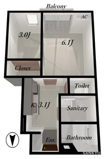 山形県山形市和合町1【アパート】の間取り