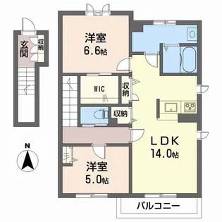 クレアガーデン B棟【2階】の間取り