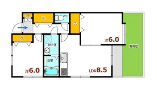 ムーンパディ船越【1階】の間取り