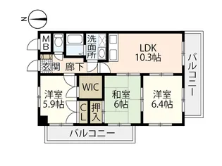 レジデンス・古市橋【7階】の間取り