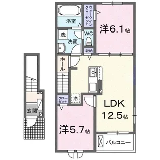 クラール勝原【2階】の間取り