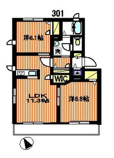 サン ピオーネ【3階】の間取り