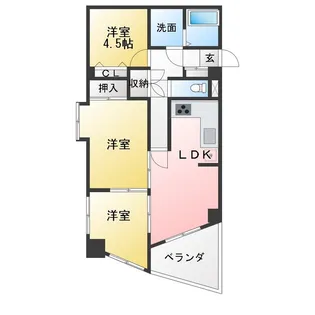 ベルデュール蛍田【2階】の間取り