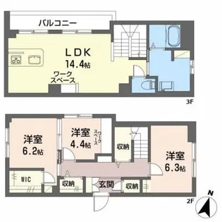 シャーメゾンプレミア鐙【3階】の間取り