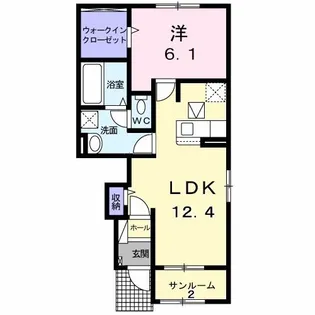 ヴィラ シャングリラ直江町 B【1階】の間取り