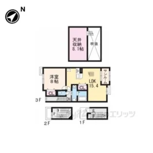 ラフィーネ葛野2【3階】の間取り