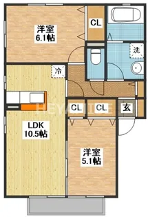 ソシアビューテラスE【2階】の間取り