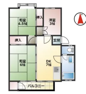 立川富士見町住宅20号棟【1階】の間取り