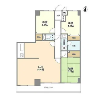ルミエール山本【9階】の間取り