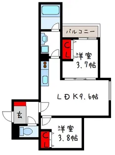 D porta Damrey【2階】の間取り