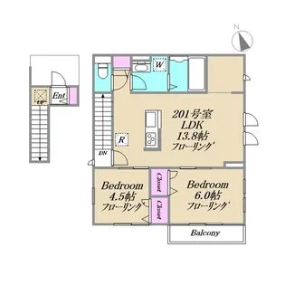 2LDKの間取り画像