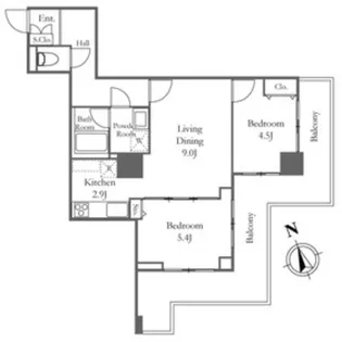 リバーシティ21新川【26階】の間取り
