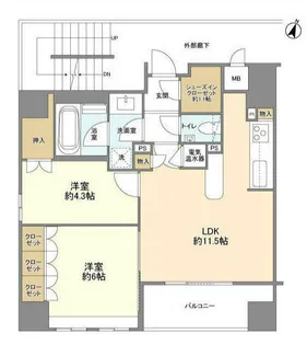 東京都中央区日本橋本町4【マンション】の間取り