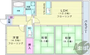 松屋南八木山【1階】の間取り
