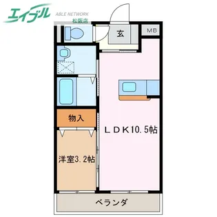 アンジュー【1階】の間取り