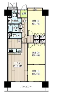 サンリバーオオモリ【6階】の間取り