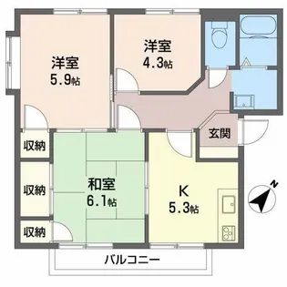 コートハウスコスモス A棟【2階】の間取り