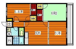 第3コーポ濱本【3階】の間取り
