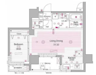 ガーラ・ヴィスタ日本橋浜町【9階】の間取り