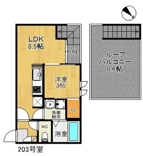 GRANDTICレジデンス朝倉街道【2階】の間取り