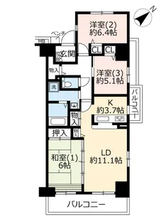 URウインズタウン稲毛海岸【3階】の間取り