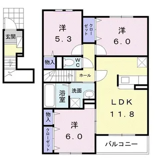 ヘーズ・グラース【2階】の間取り