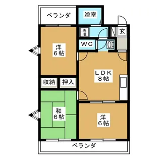 ハピネス西の原【2階】の間取り