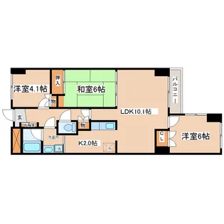 グラン・ドムール南仙台【3階】の間取り