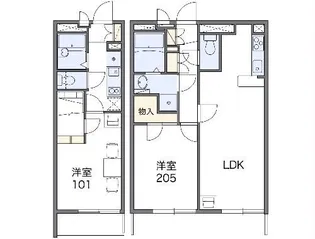 レオパレスユーザン【2階】の間取り