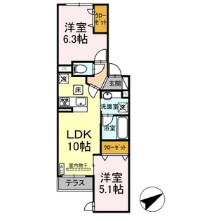 D Bless宿河原【1階】の間取り