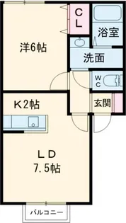 オークヴィラ中道【1階】の間取り