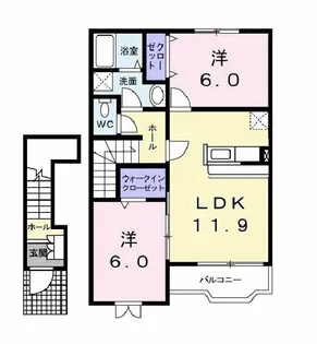 グリーンハイツB【2階】の間取り
