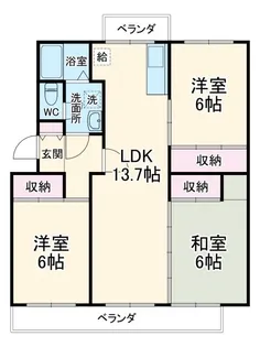 湘南長沢グリーンハイツ1-8号棟【5階】の間取り
