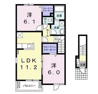 メゾンカーメルIIB【2階】の間取り