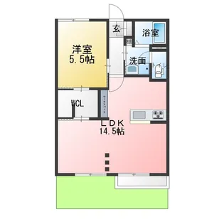 グリーンタウントーシン B棟【1階】の間取り